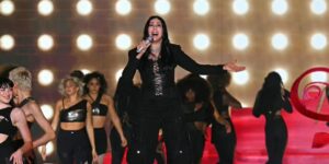 Singer Cher sparkling during her performance at the Victoria's Secret Fashion Show 2024
