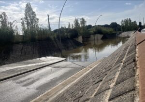 Castelldefels bridge full of water
